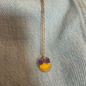 Smiley Bow Gold Pendant Necklace